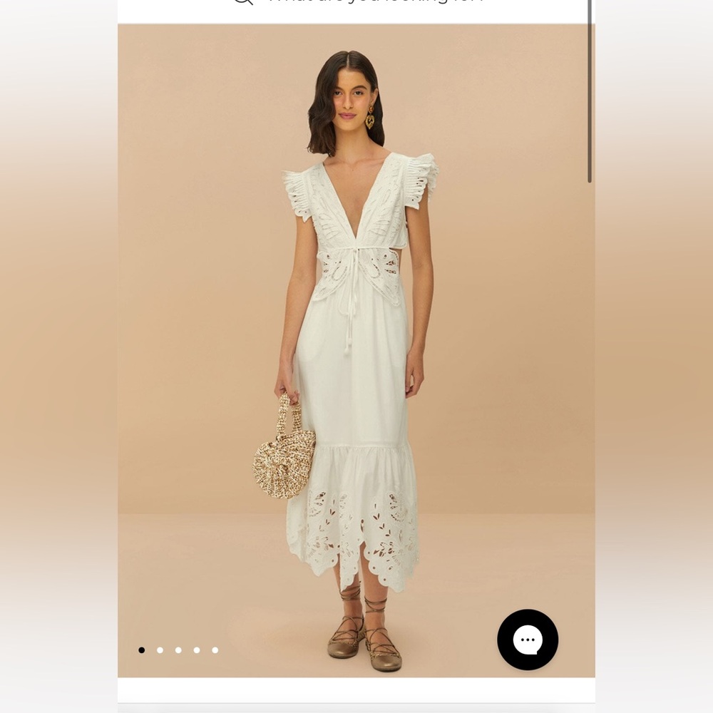 Farm Rio- Off-White Butterfly Richelieu Midi Dress
